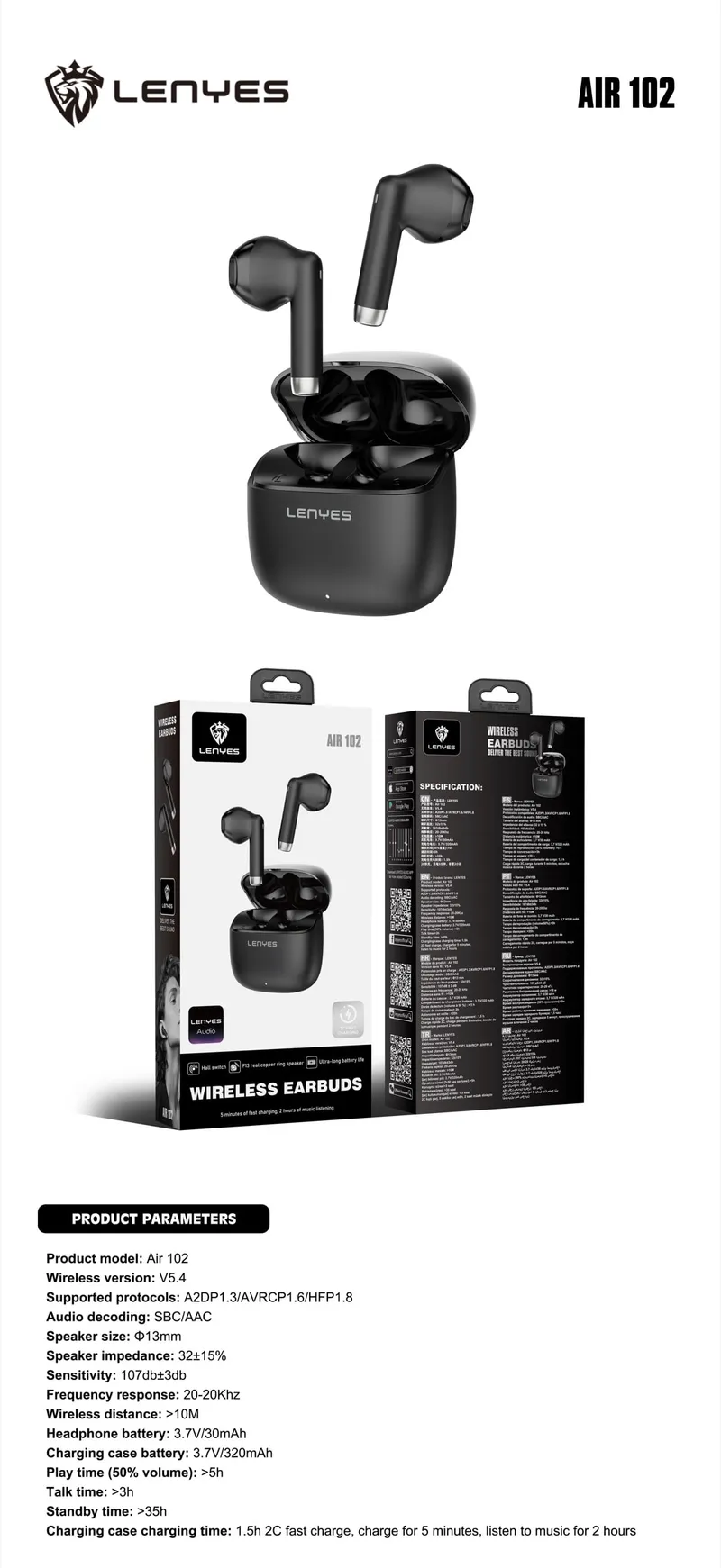 Lenyes Wireless Earbuds AIR 102