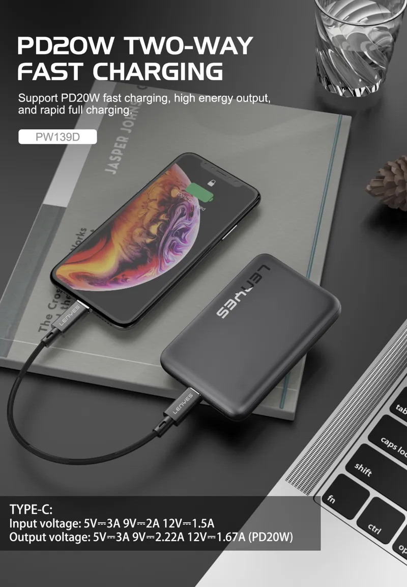 Lenyes 10,000 mAh Power Bank PW139D