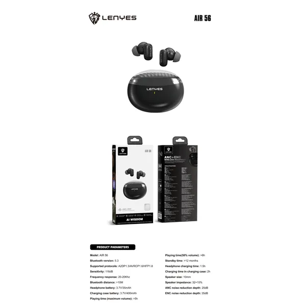 Lenyes Wireless Earbuds AIR 56