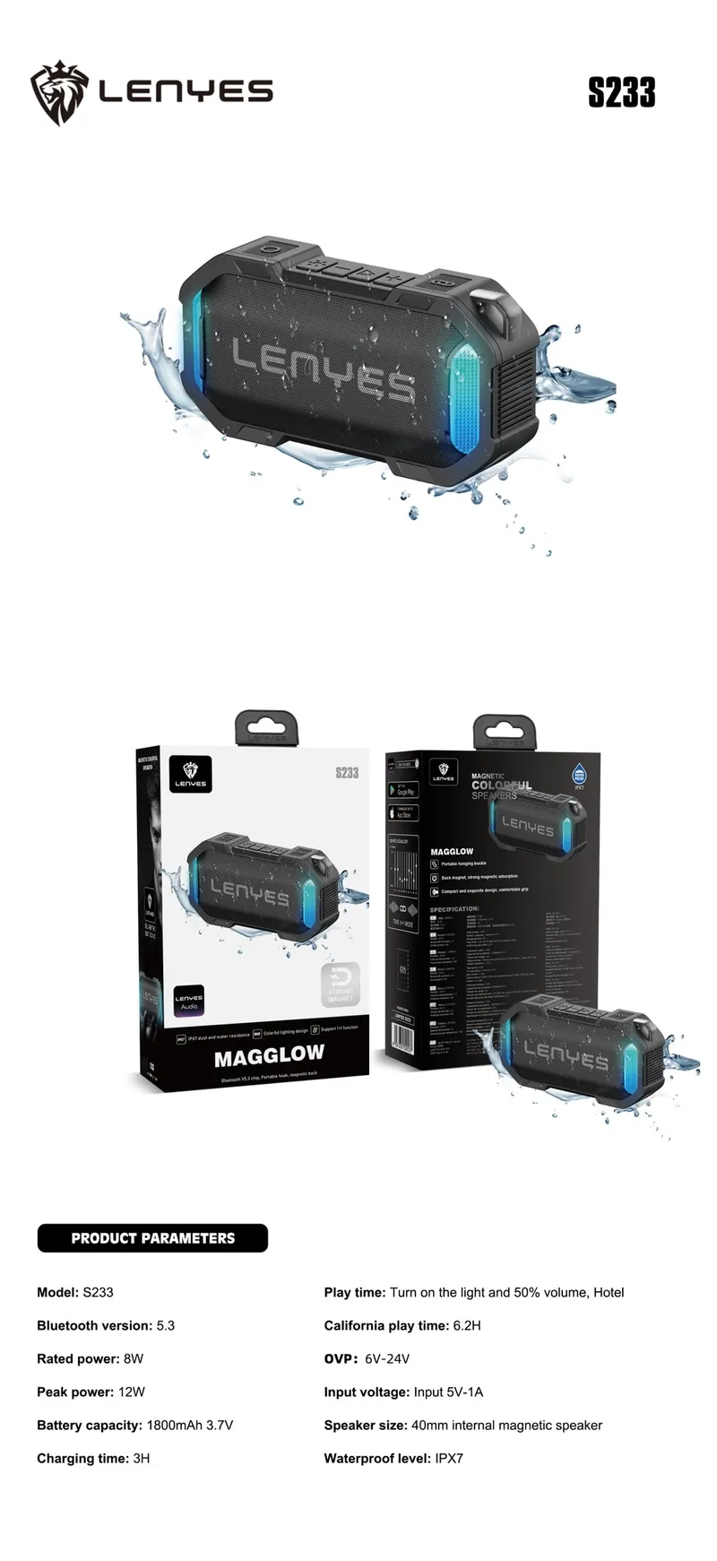 Lenyes Bluetooth Speaker S233