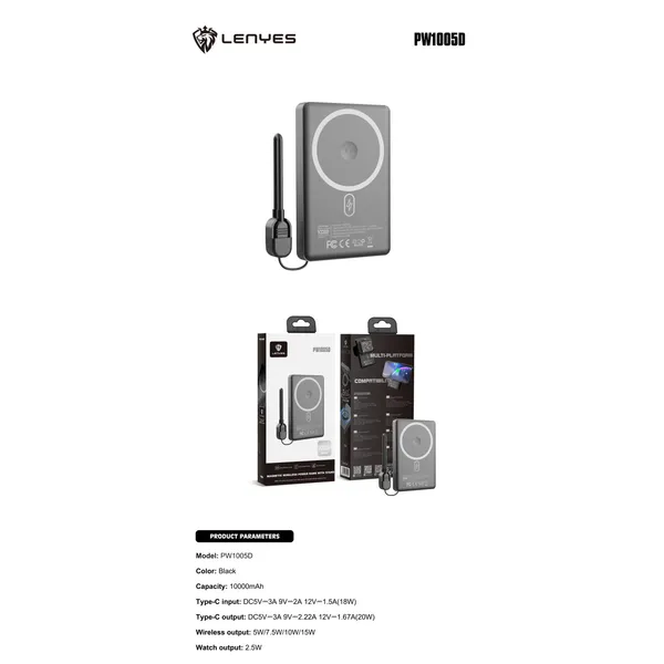 Lenyes 10,000 mAh Power Bank PW1005D
