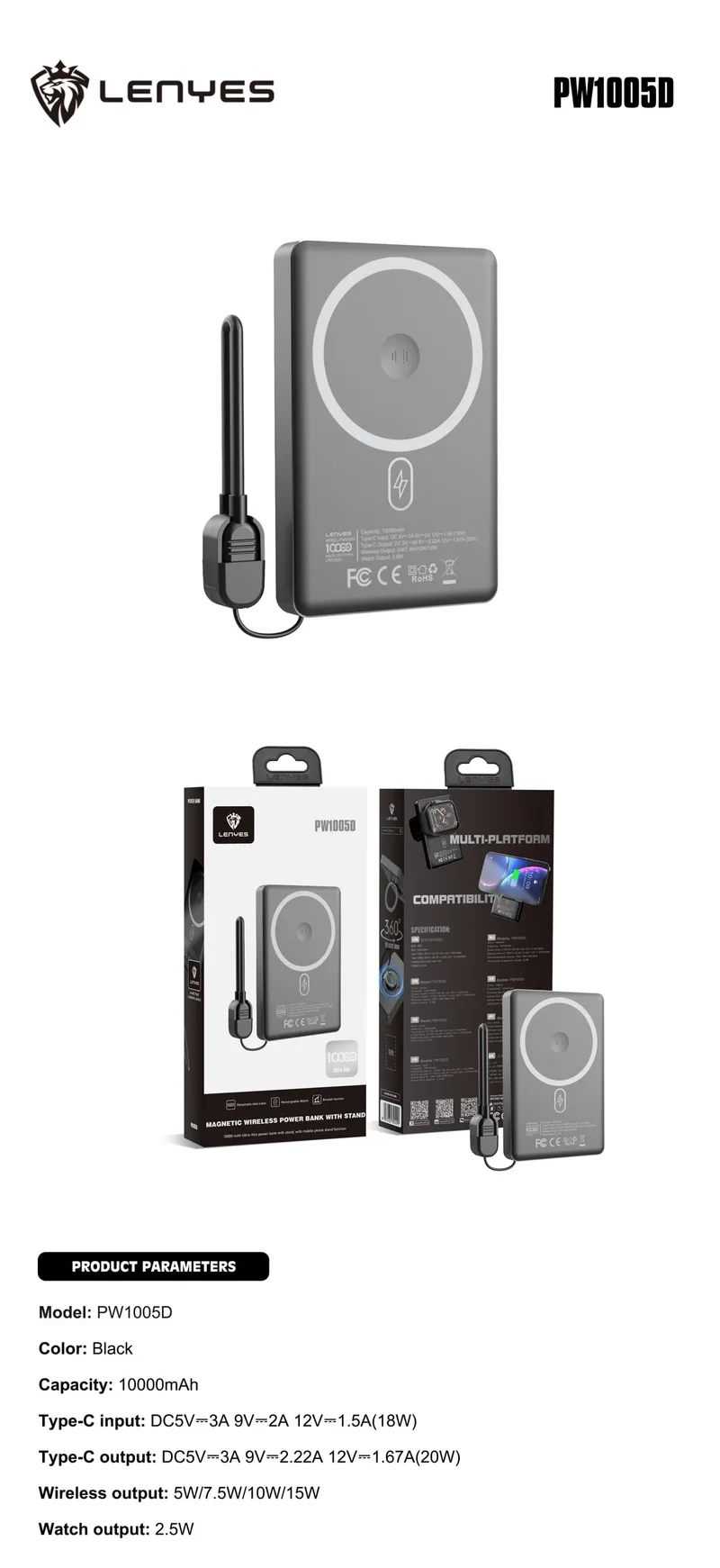 Lenyes 10,000 mAh Power Bank PW1005D