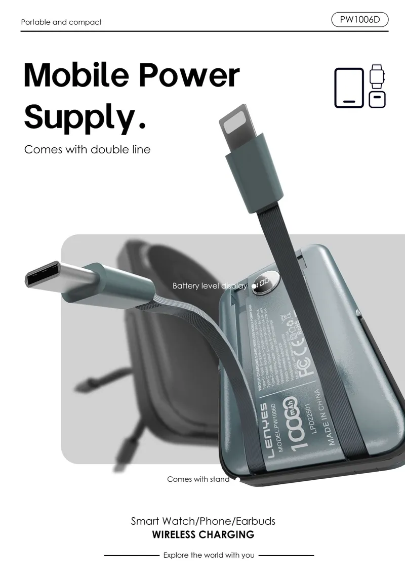 Lenyes 10,000 mAh Power Bank PW1006D