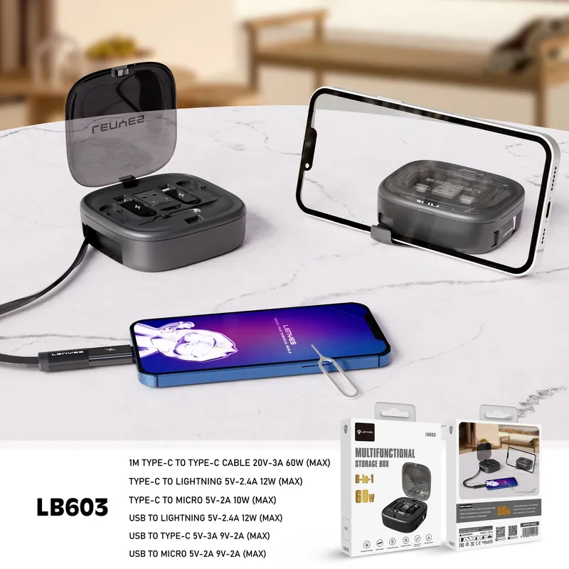 Lenyes 6-in-1 Adapter Storage Box LB603