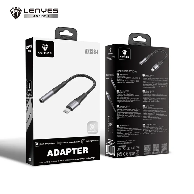 Lenyes Lightning to 3.5 mm Audio Adapter AX133-I