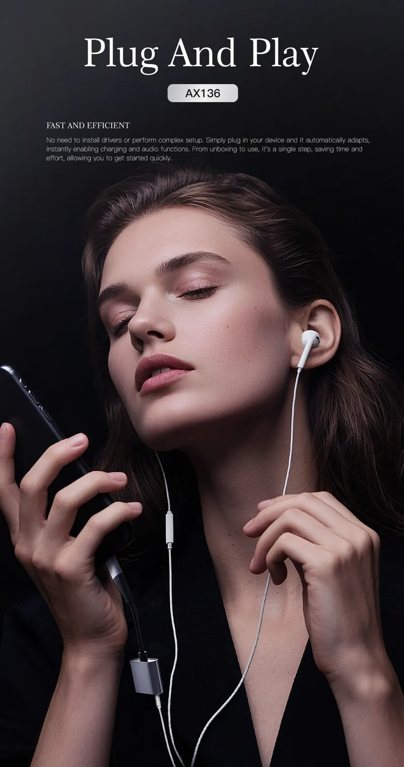 Lenyes USB-C Charging and 3.5 mm Audio Adapter AX136