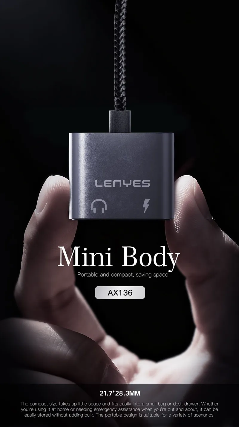Lenyes USB-C Charging and 3.5 mm Audio Adapter AX136