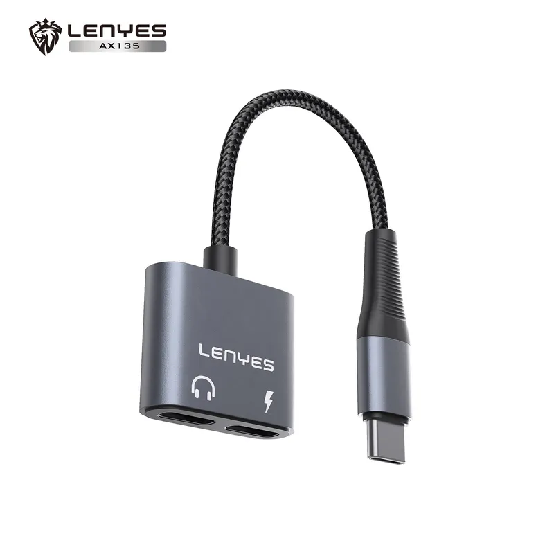 Lenyes USB-C to Dual 3.5 mm Audio Adapter AX135