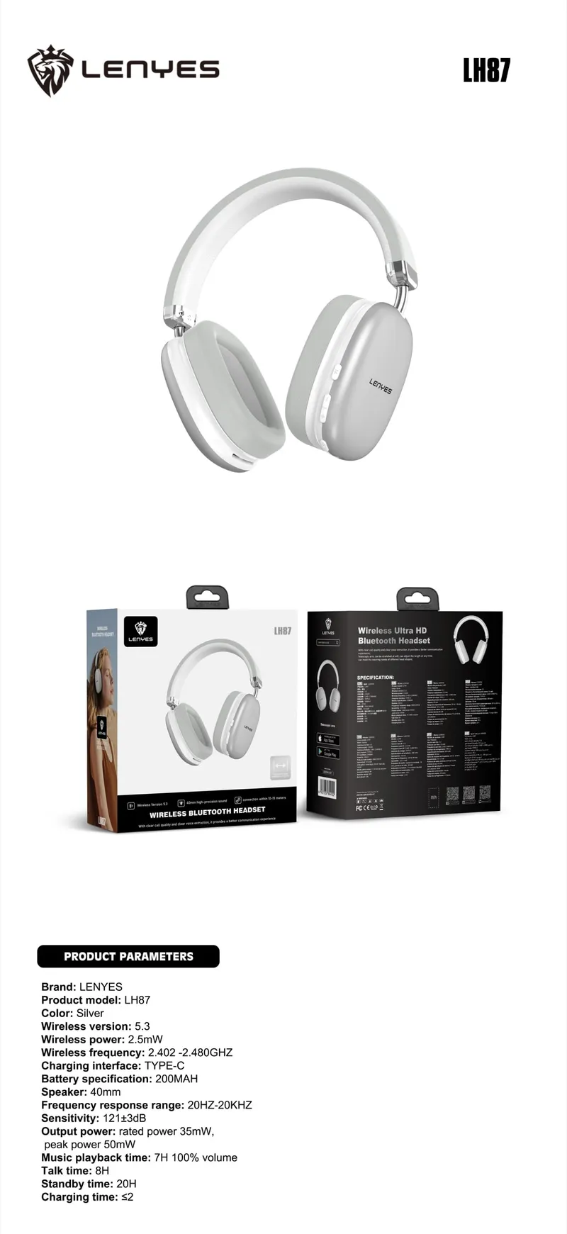 Lenyes Headphones LH87
