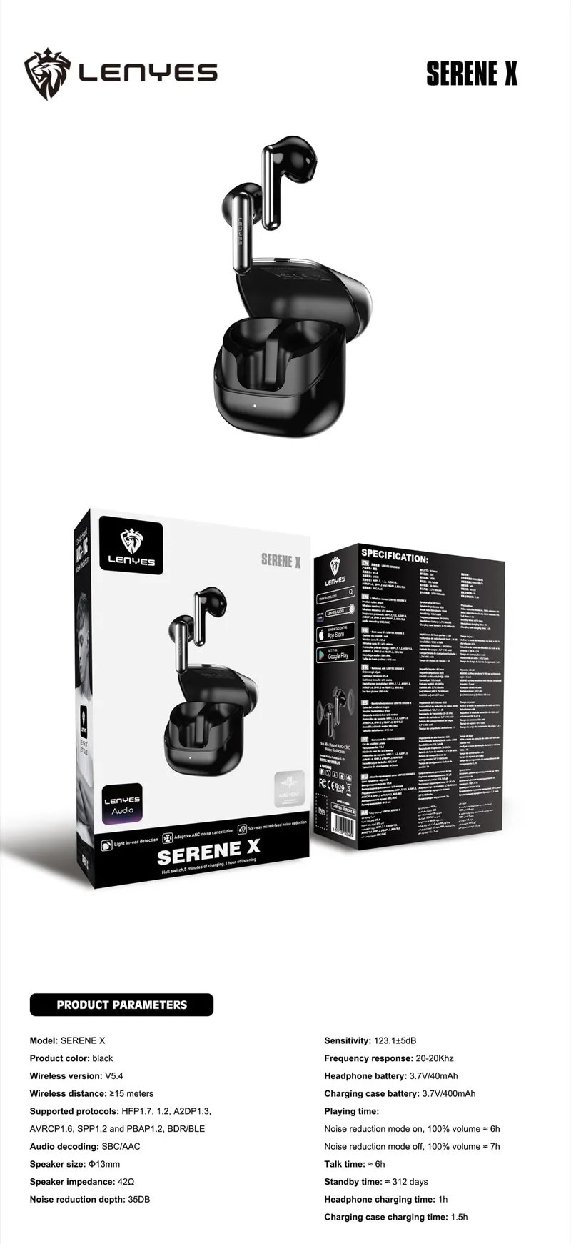 Lenyes Wireless Earbuds SERENE X