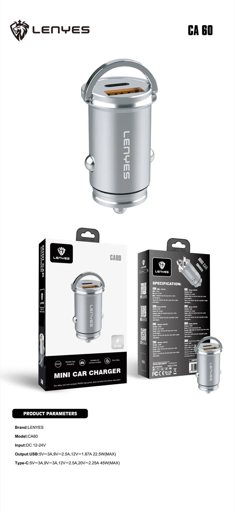 Lenyes 45 W Car Charger CA60