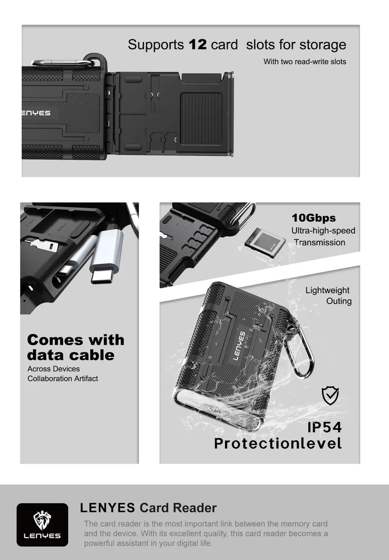 Lenyes USB-C SD/TF Card Reader LCR01