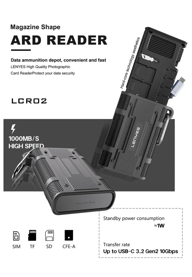 Lenyes USB-C SD/TF Card Reader LCR02