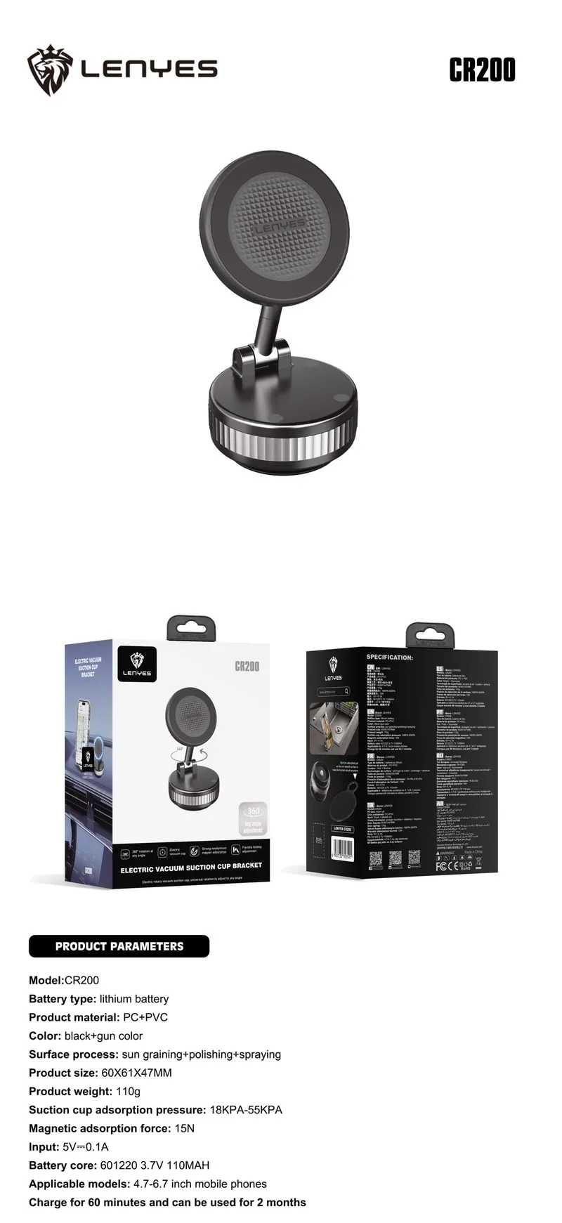 Lenyes Magnetic Car Holder CR200