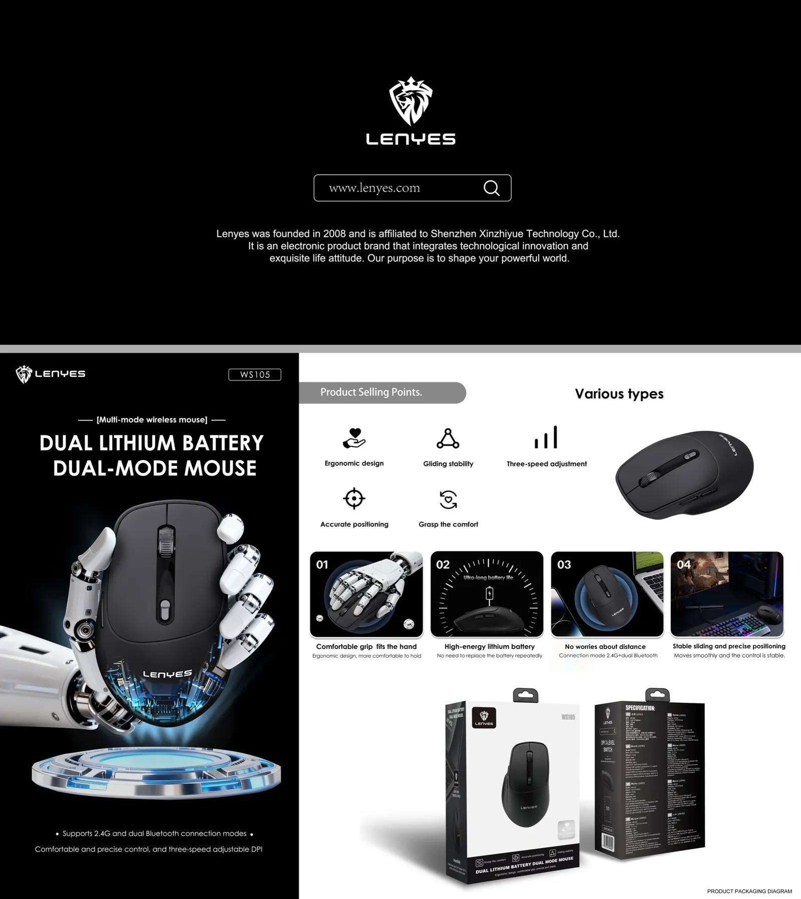 Lenyes Dual-Mode Wireless Mouse WS105