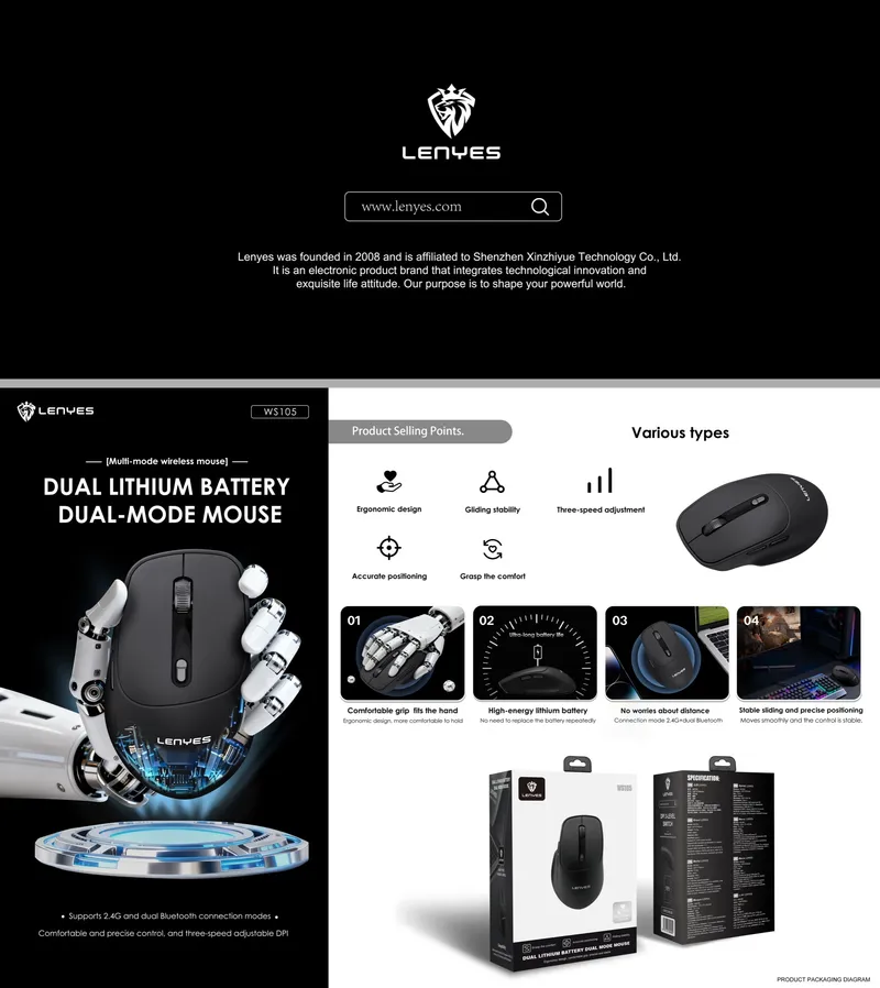 Lenyes Dual-Mode Wireless Mouse WS105