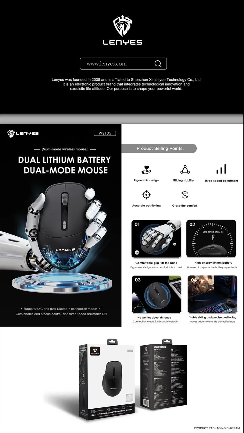 Lenyes Dual-Mode Wireless Mouse WS105