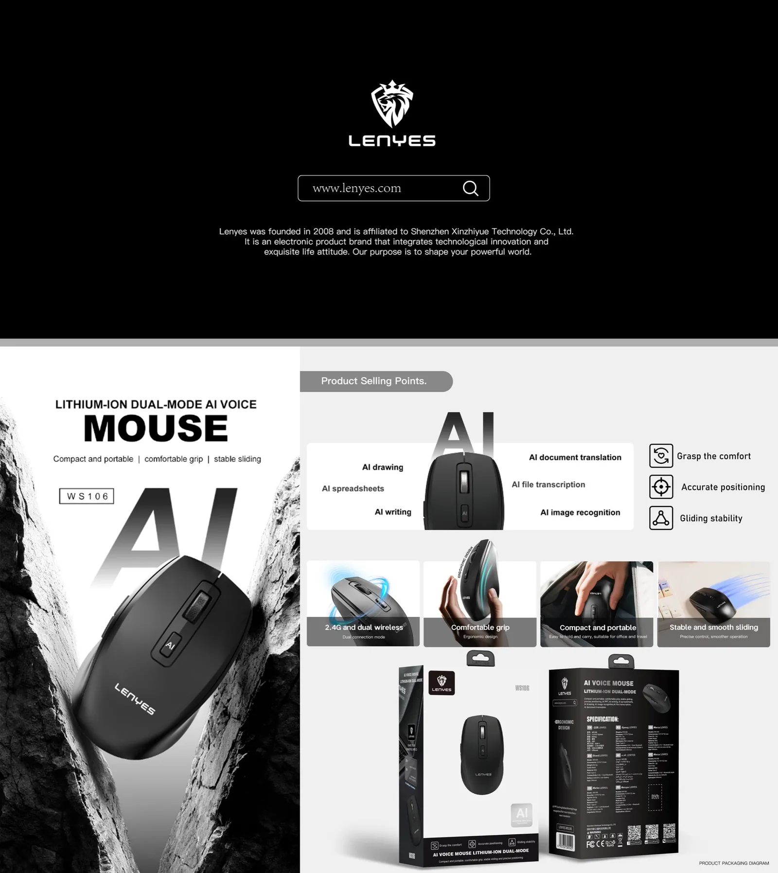 Lenyes Dual-Mode Wireless Mouse WS106