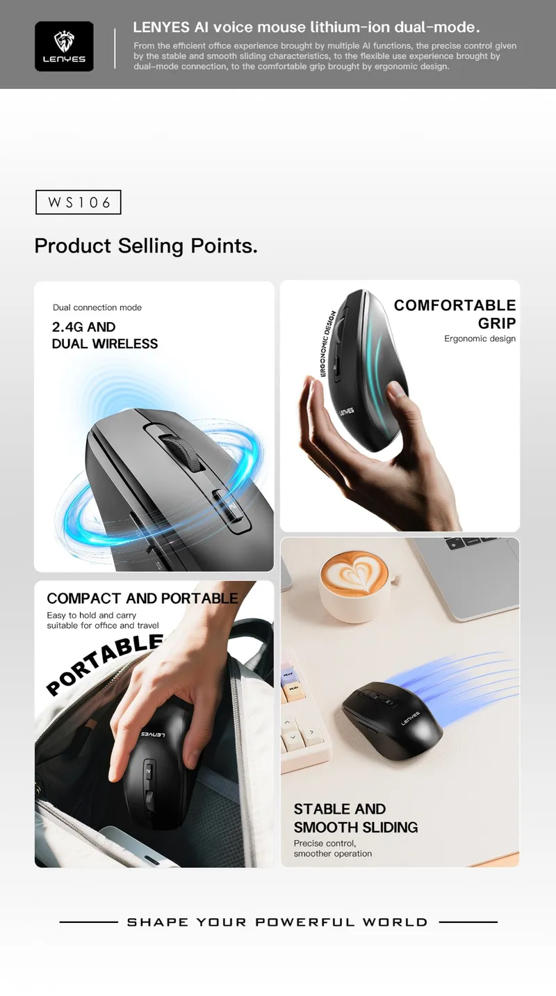 Lenyes Dual-Mode Wireless Mouse WS106