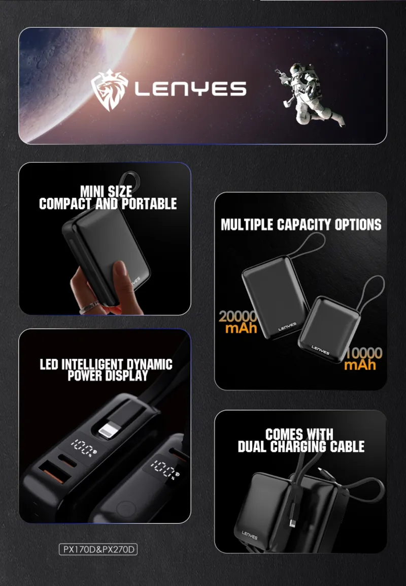 Lenyes 10,000 mAh Power Bank PX170D