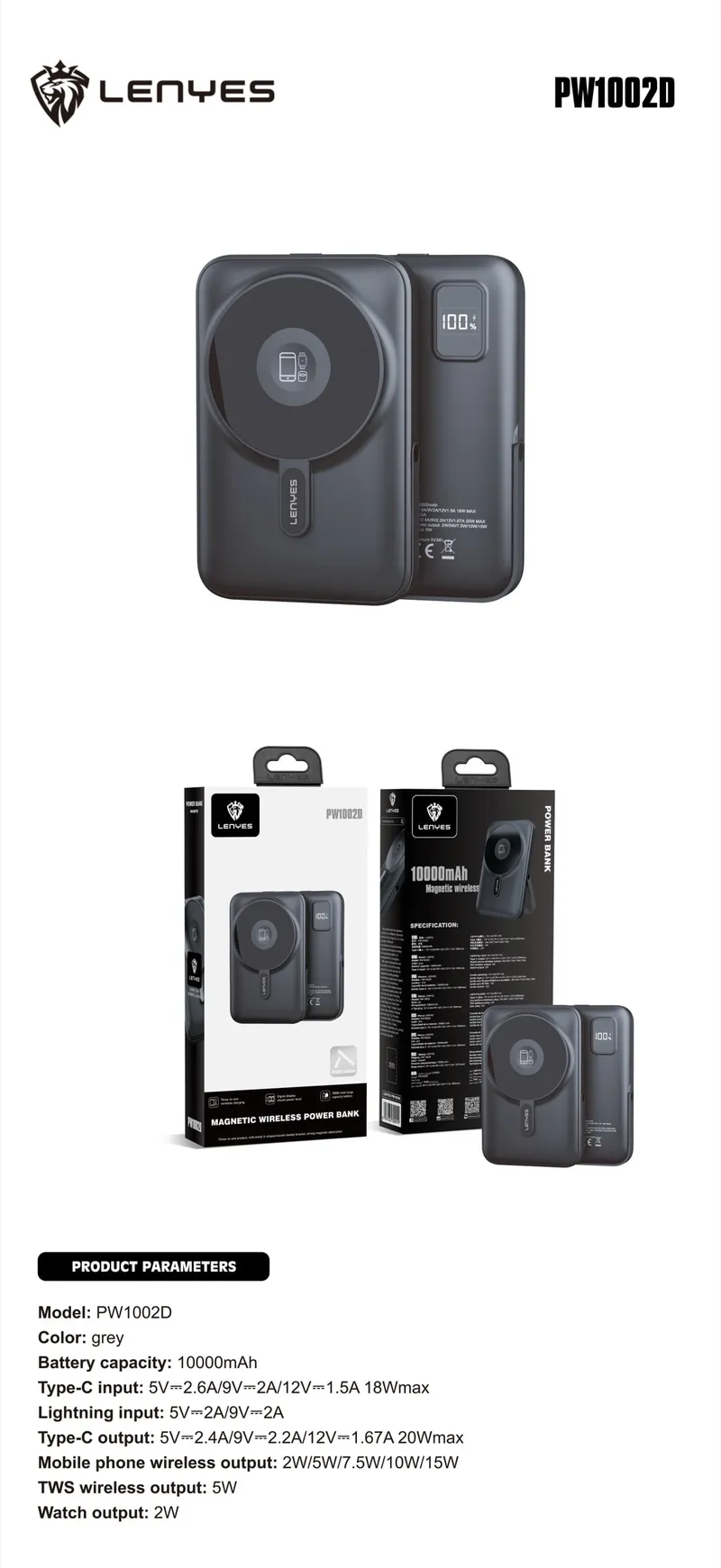 Lenyes 10,000 mAh Power Bank PW1002D
