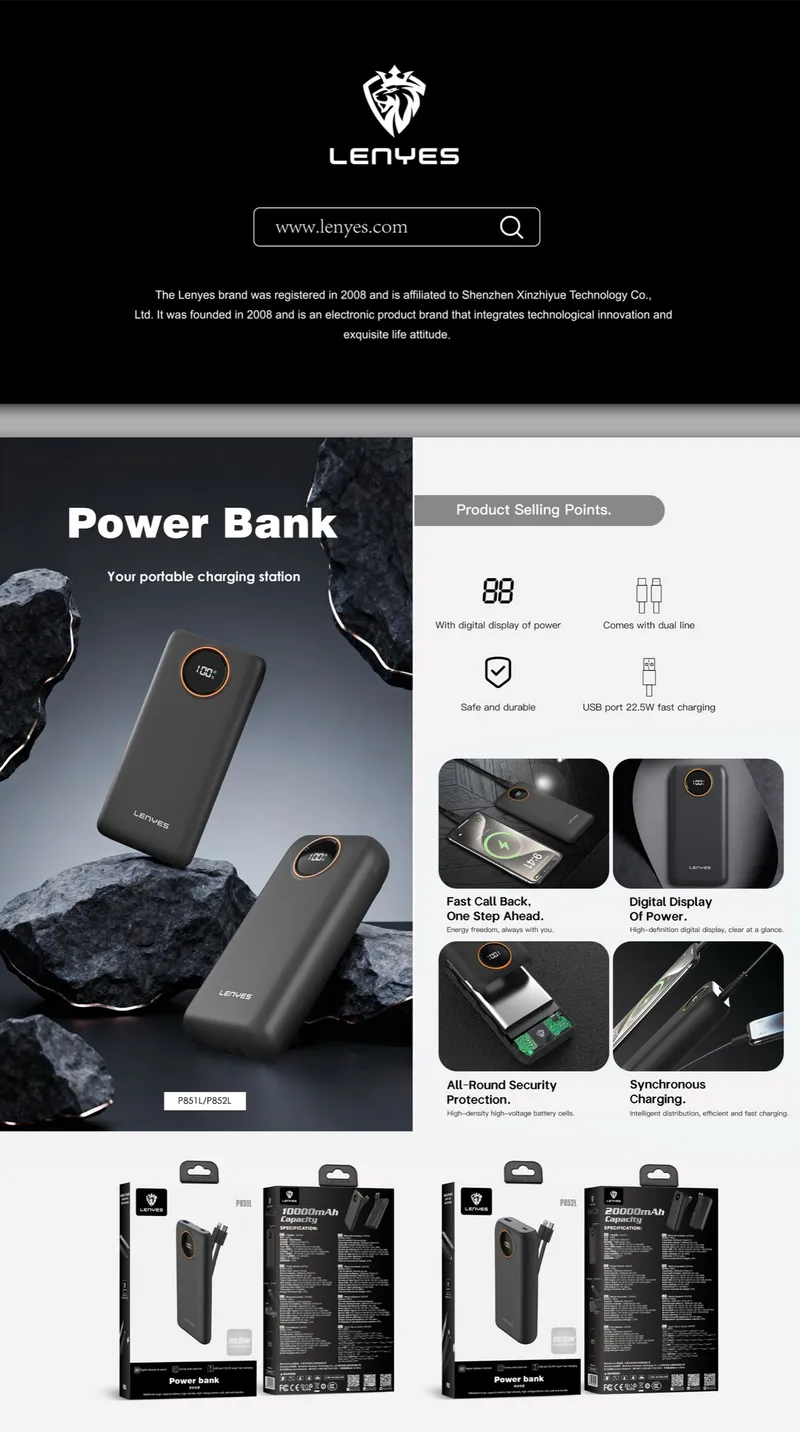 Lenyes 20,000 mAh Power Bank P852L