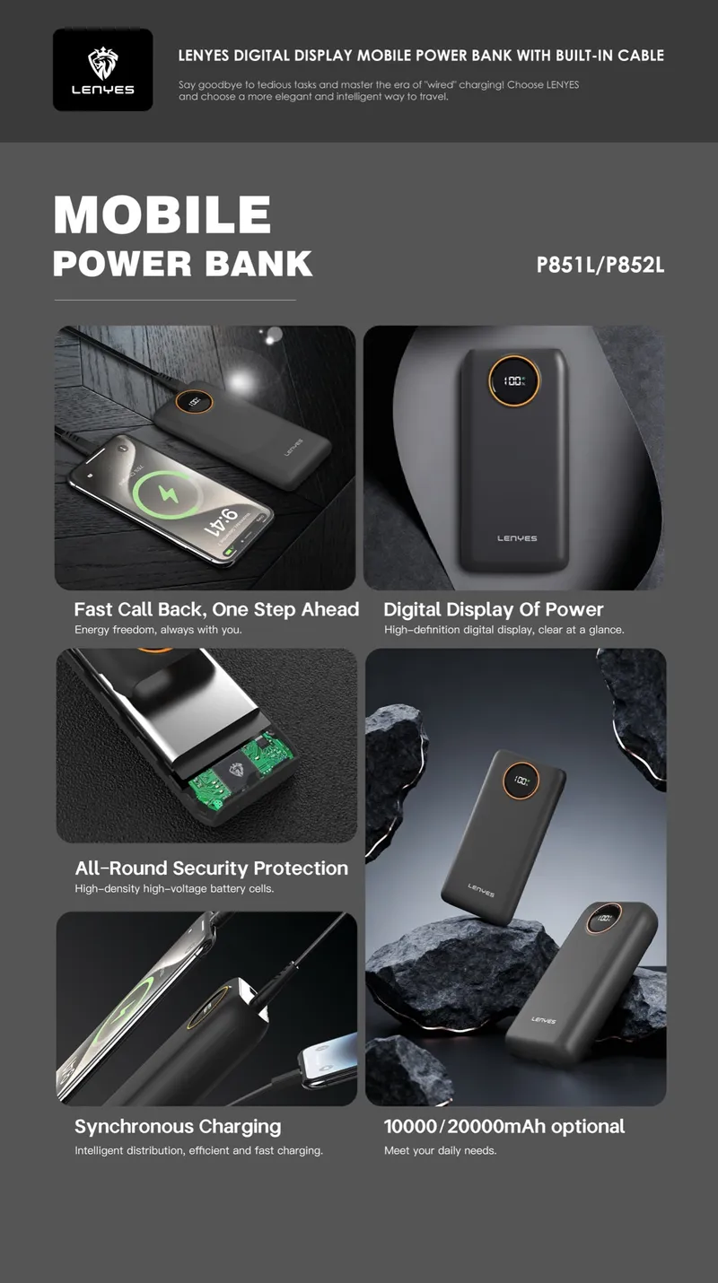 Lenyes 20,000 mAh Power Bank P852L