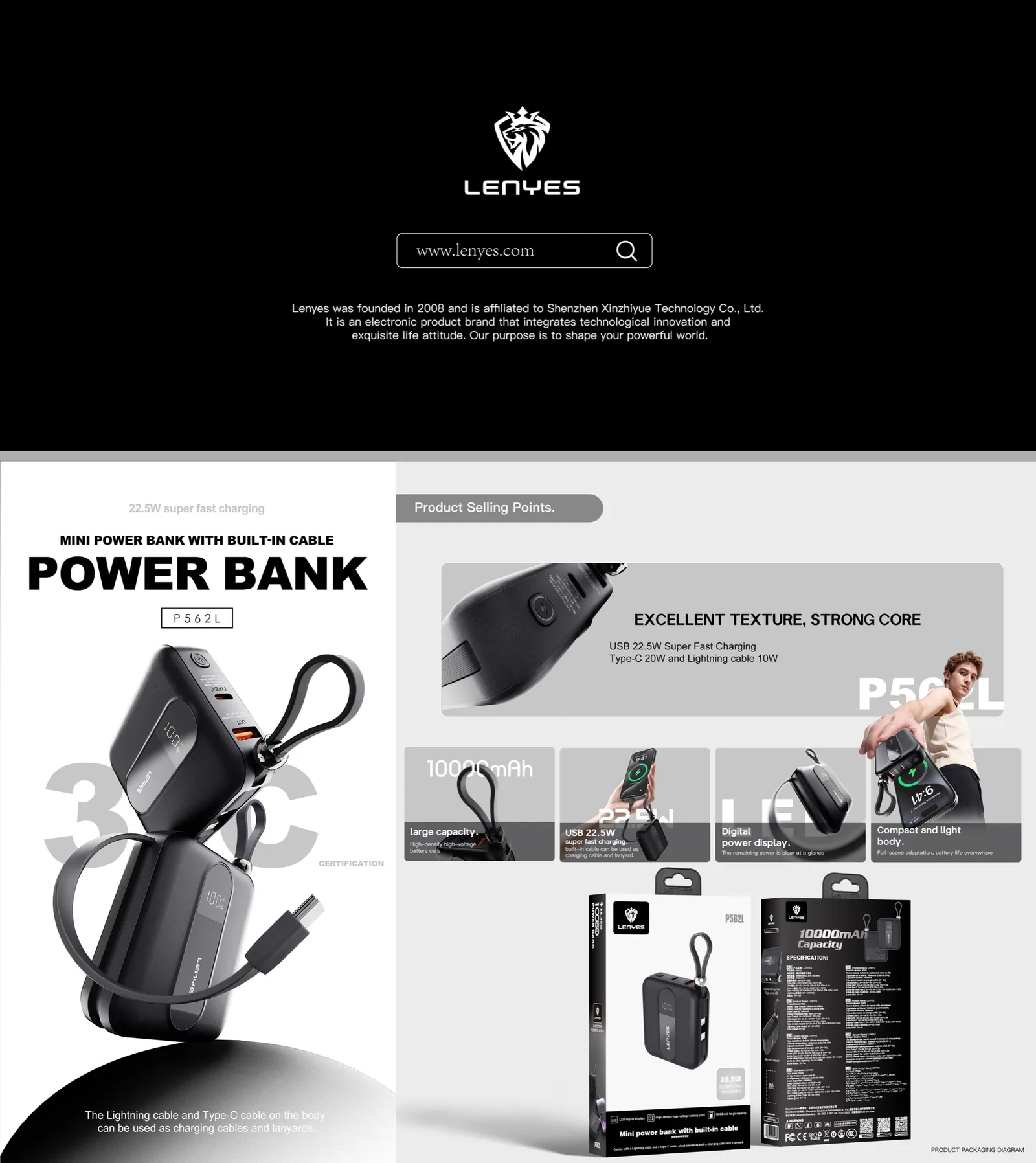 Lenyes 10,000 mAh Power Bank P562L
