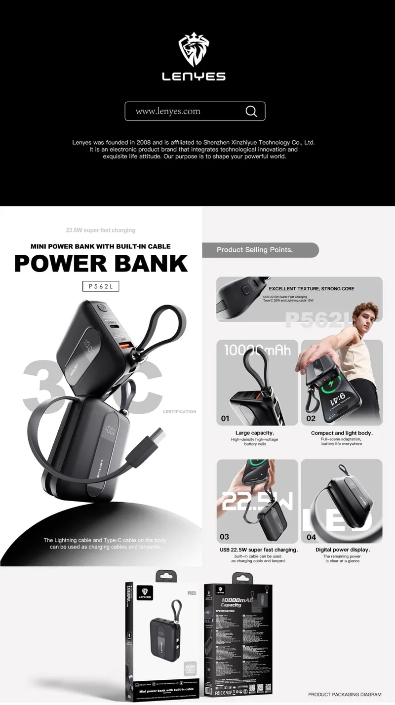 Lenyes 10,000 mAh Power Bank P562L
