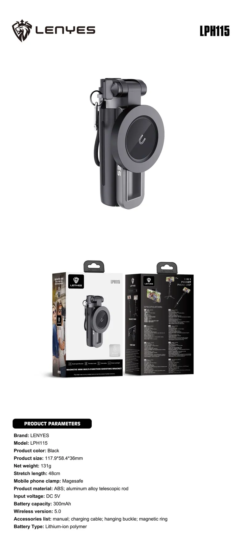 Lenyes Selfie Stick LPH115