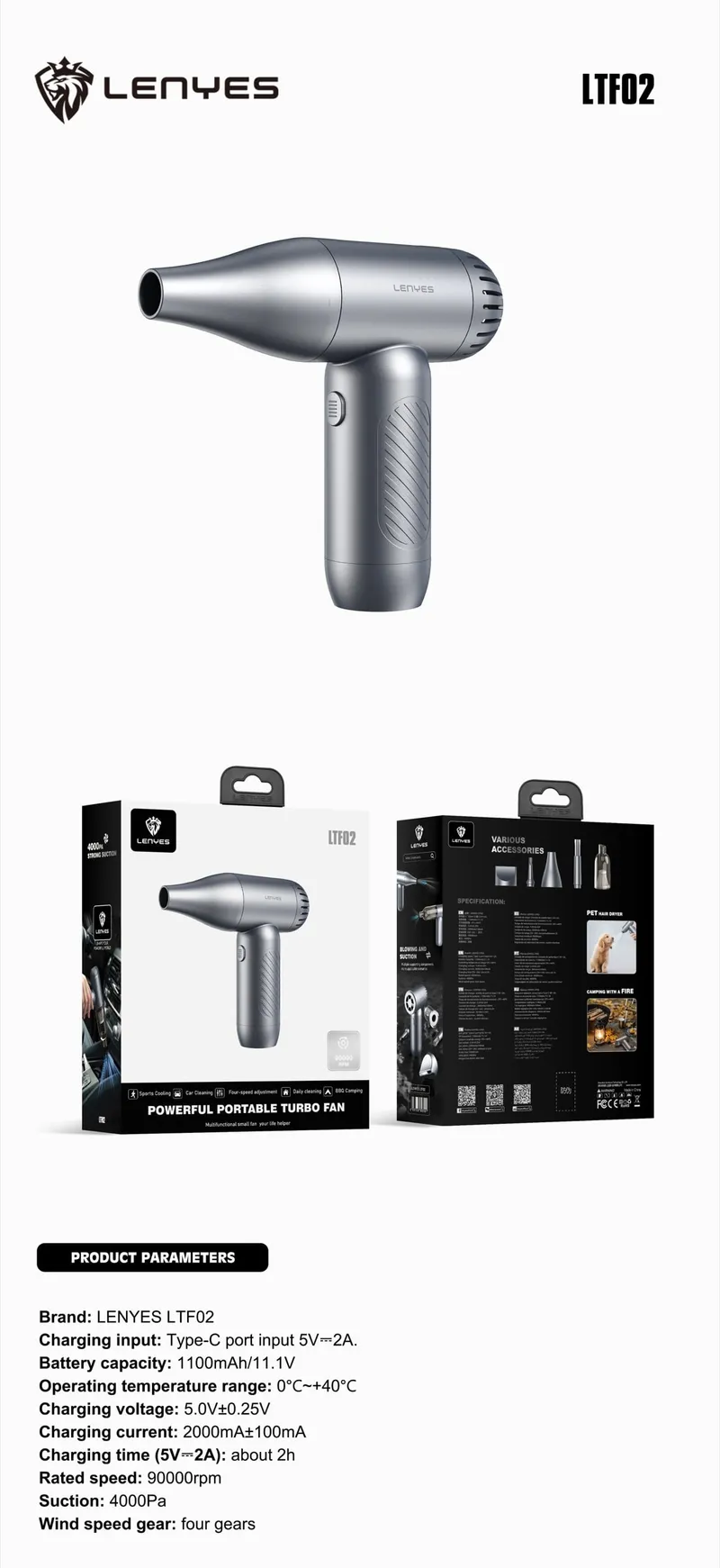 Lenyes Portable Turbo Fan LTF02