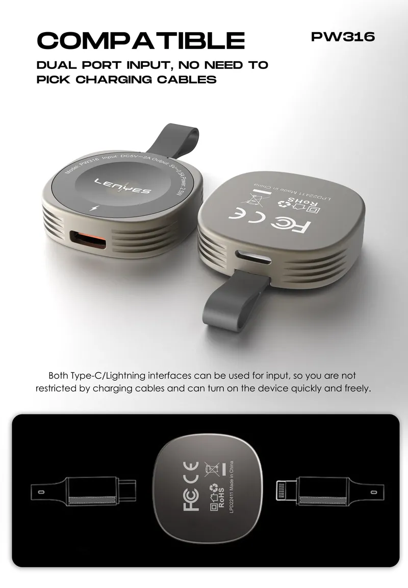 Lenyes Portable Watch Wireless Charger PW316