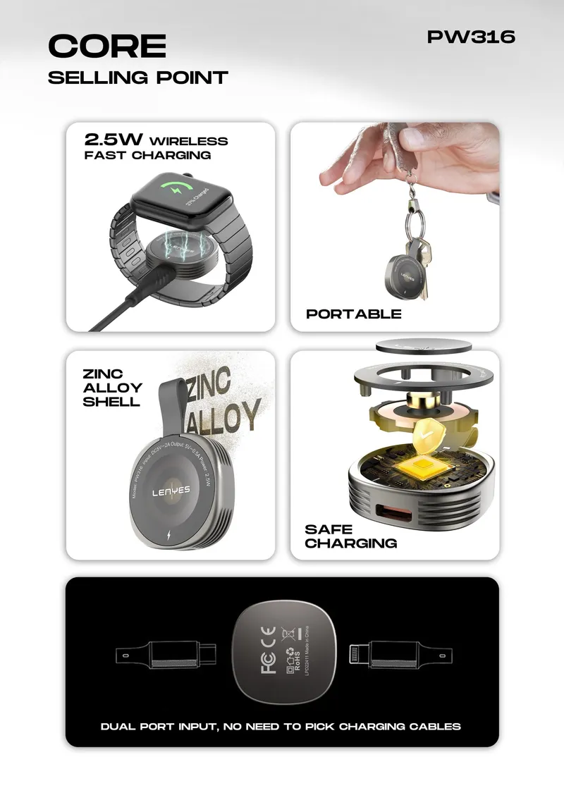 Lenyes Portable Watch Wireless Charger PW316
