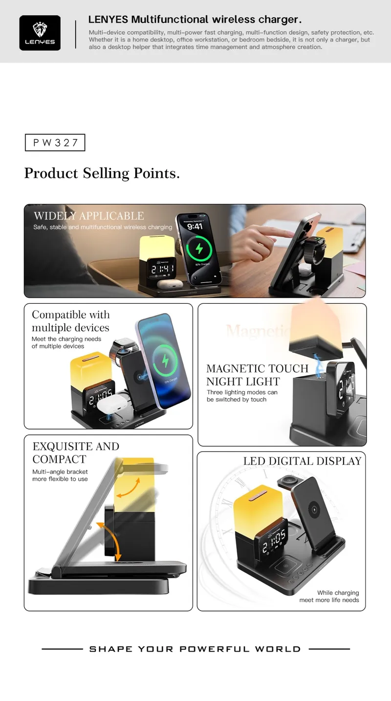 Lenyes 3-in-1 Wireless Charger PW327