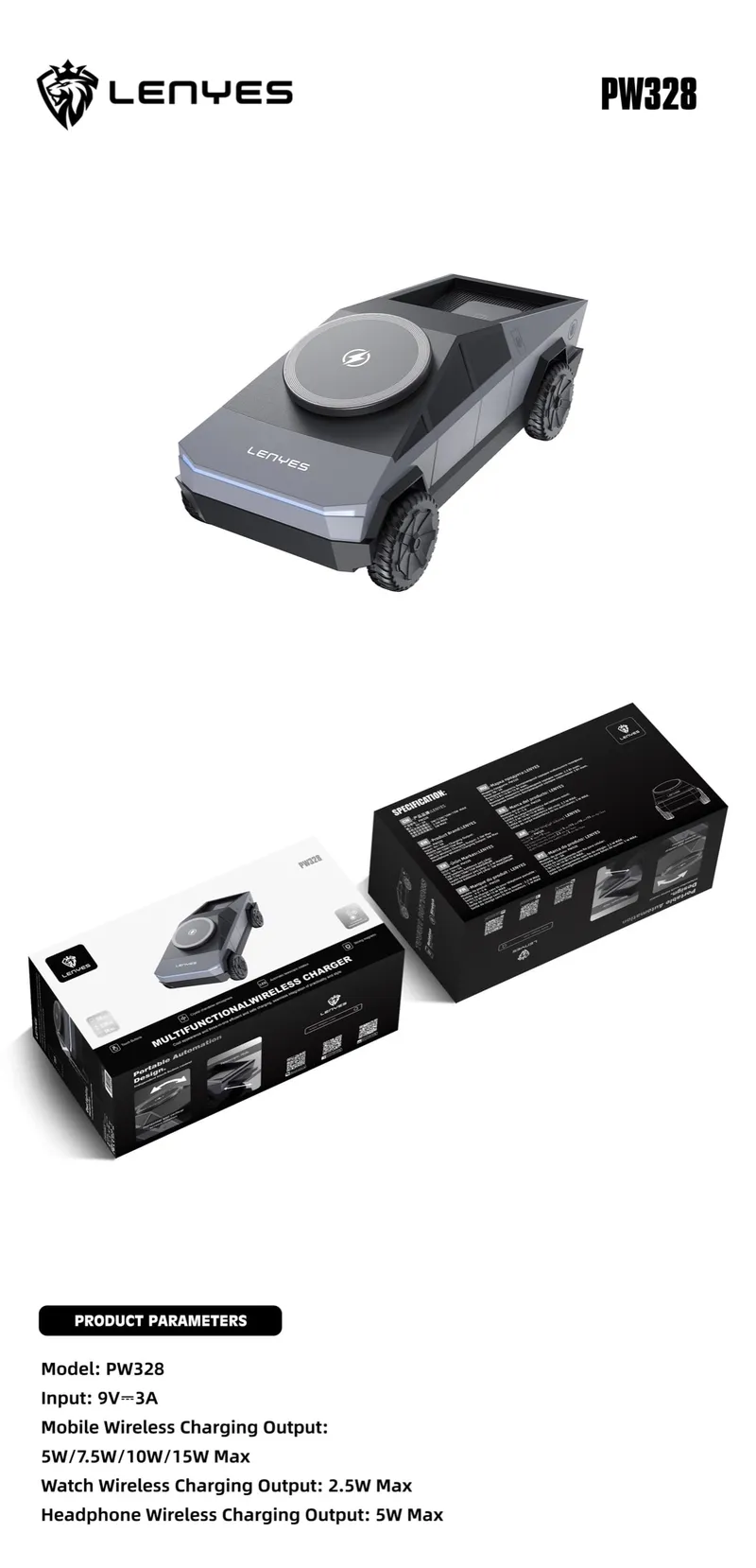 Lenyes 3-in-1 Wireless Charger PW328
