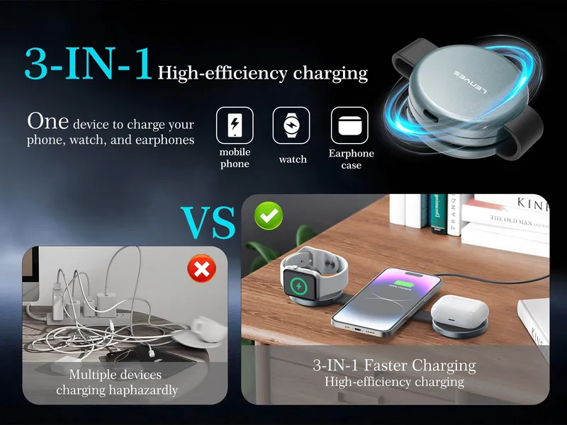 Lenyes 3-in-1 Wireless Charger PW330D