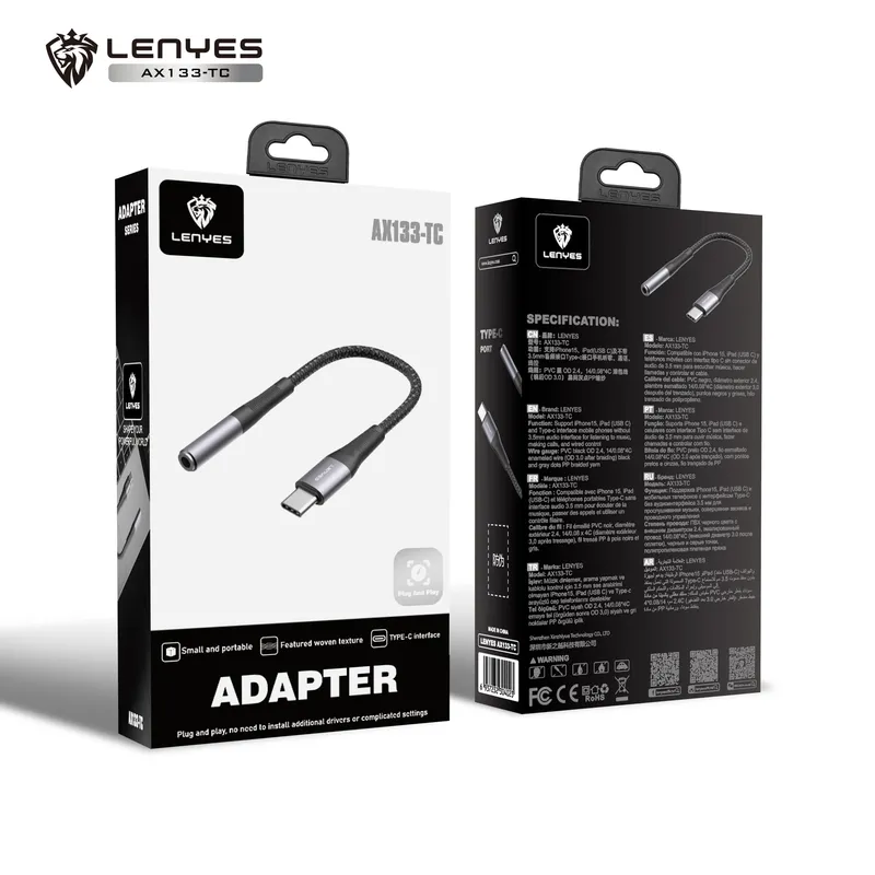 Lenyes USB-C to 3.5 mm Audio Adapter AX133-TC