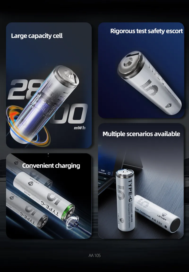 Lenyes USB-C Rechargeable Battery AA105
