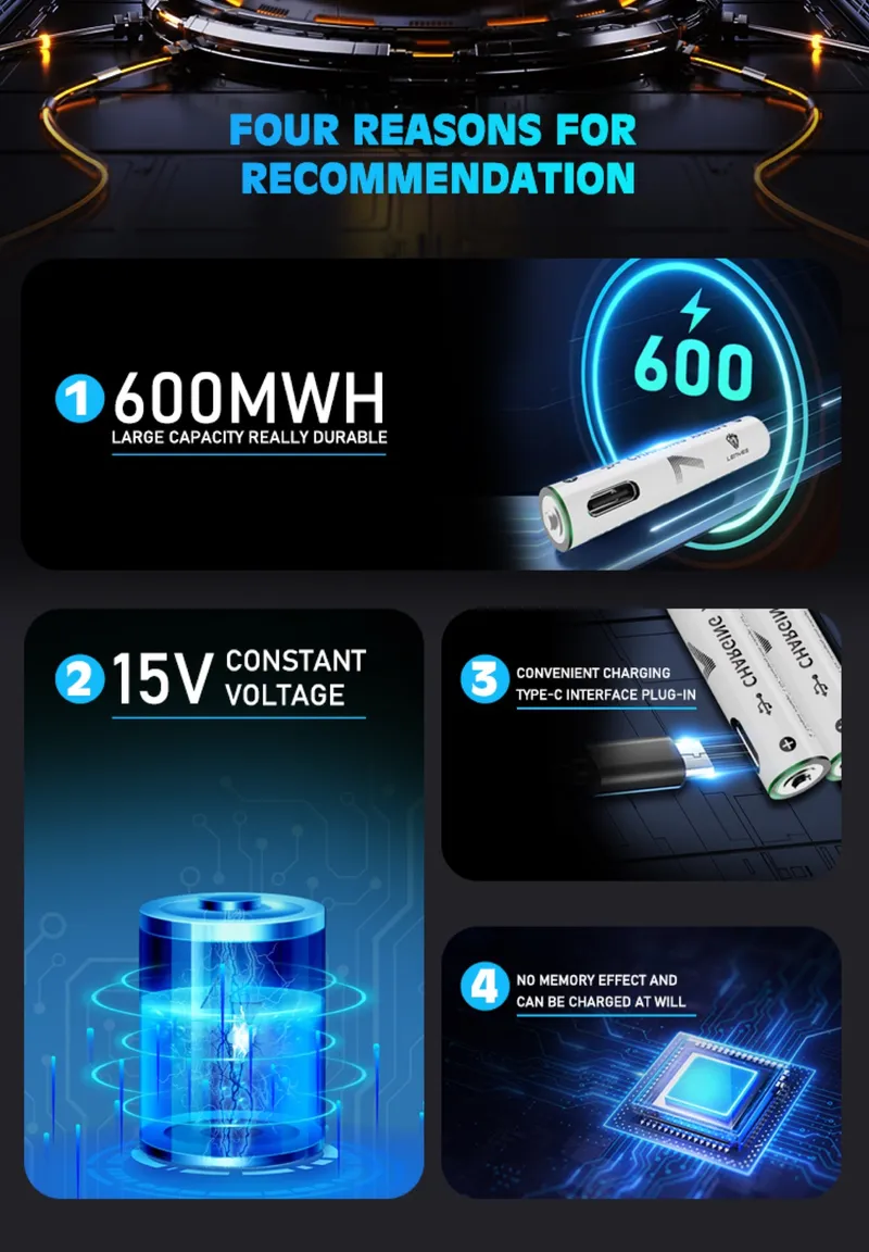 Lenyes USB-C Rechargeable Battery AAA107