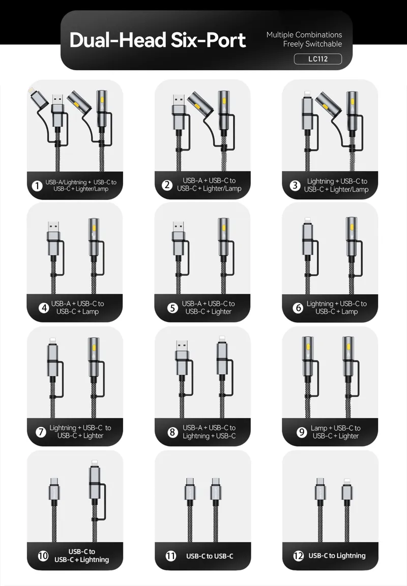 Lenyes 6-in-1 Braided Cable LC112