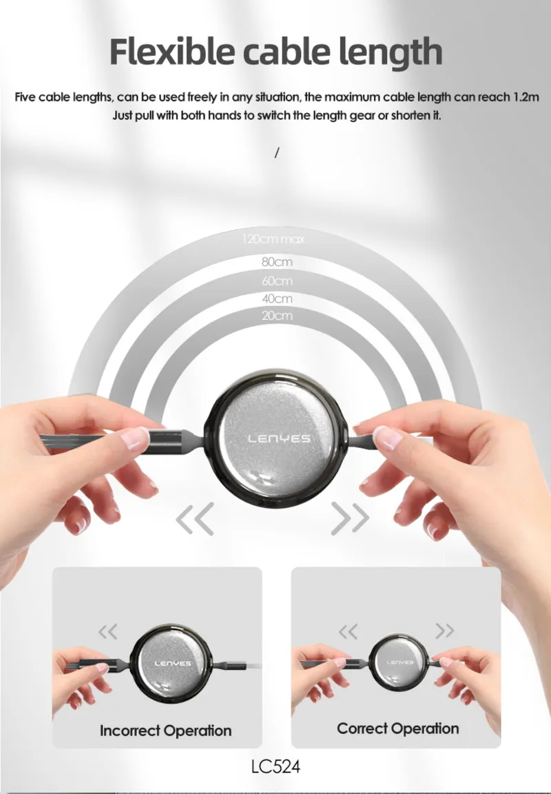 Lenyes 3-in-1 Retractable Cable LC524