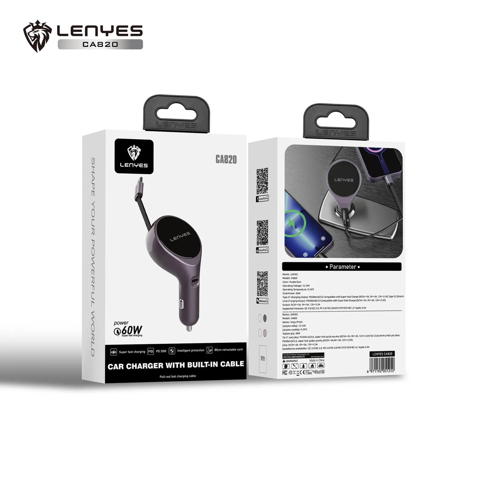 Lenyes 60 W Car Charger CA820