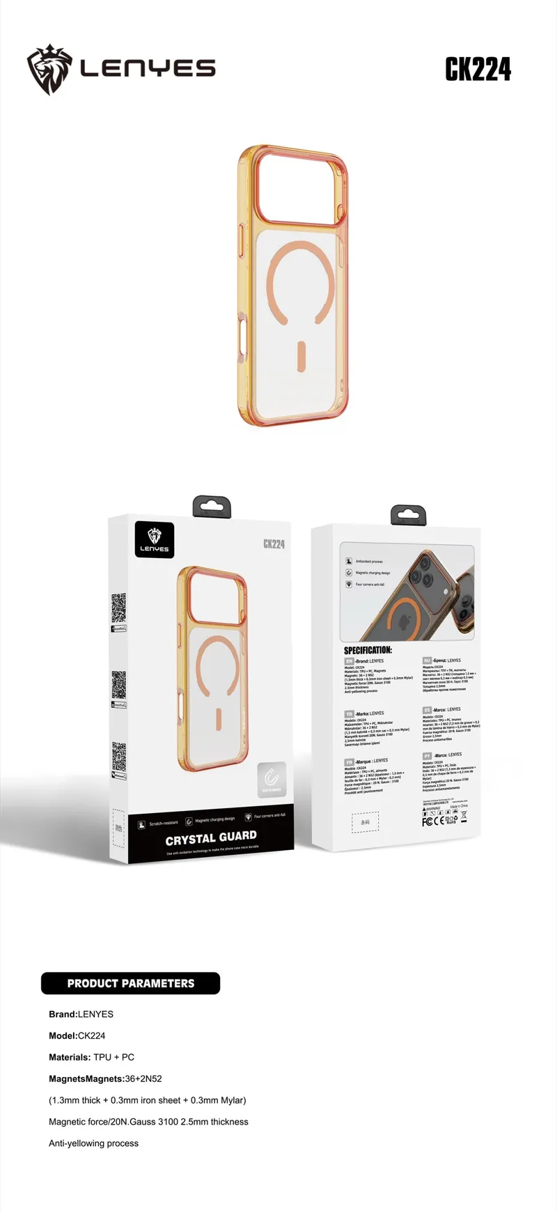 Lenyes Crystal Guard Case for iPhone 17 series CK224