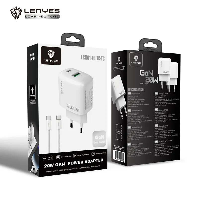 Lenyes 20 W GaN Wall Charger LCH91-EU with Cable