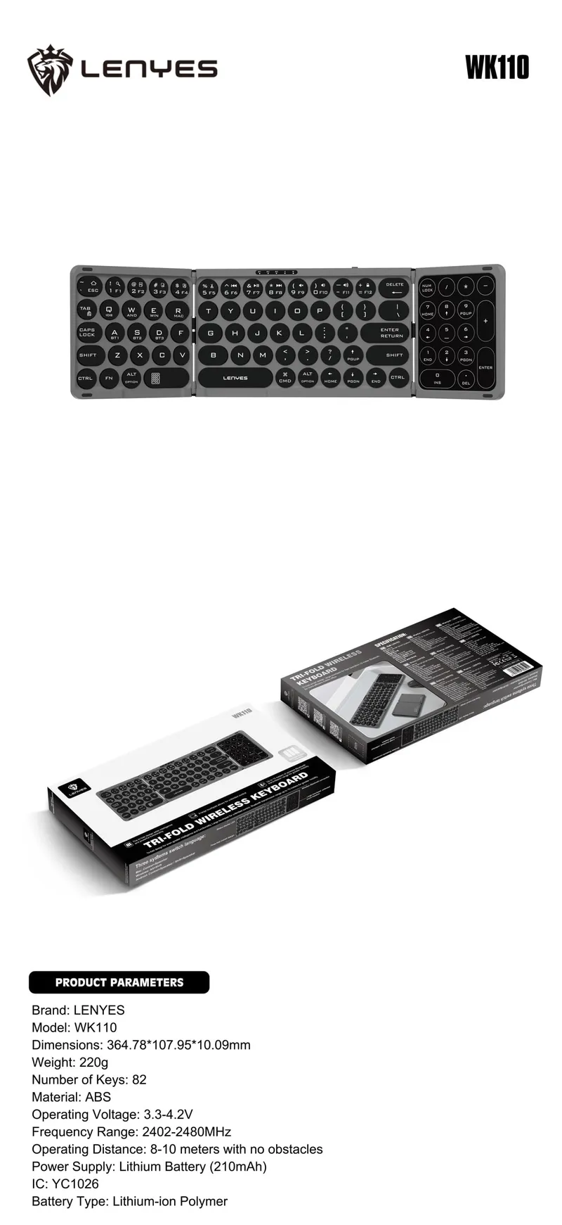 Lenyes Wireless Keyboard WK110