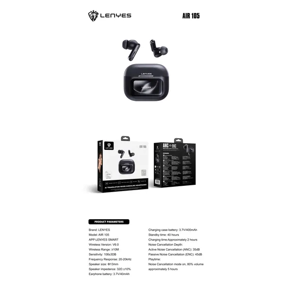 Lenyes Wireless Earbuds AIR 105