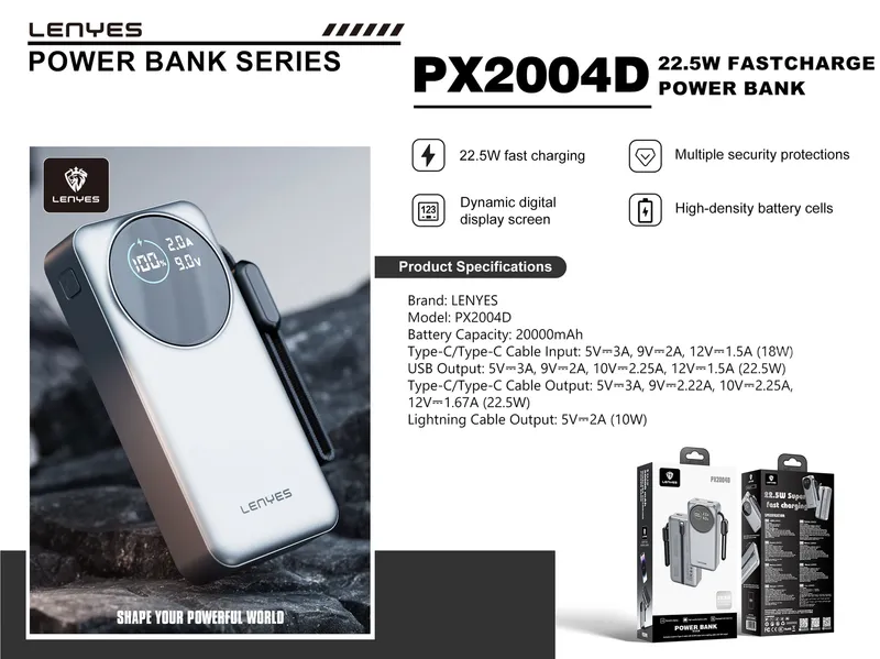 Lenyes 20,000 mAh Power Bank PX2004D