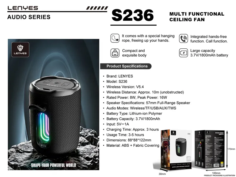 Lenyes Bluetooth Speaker S236