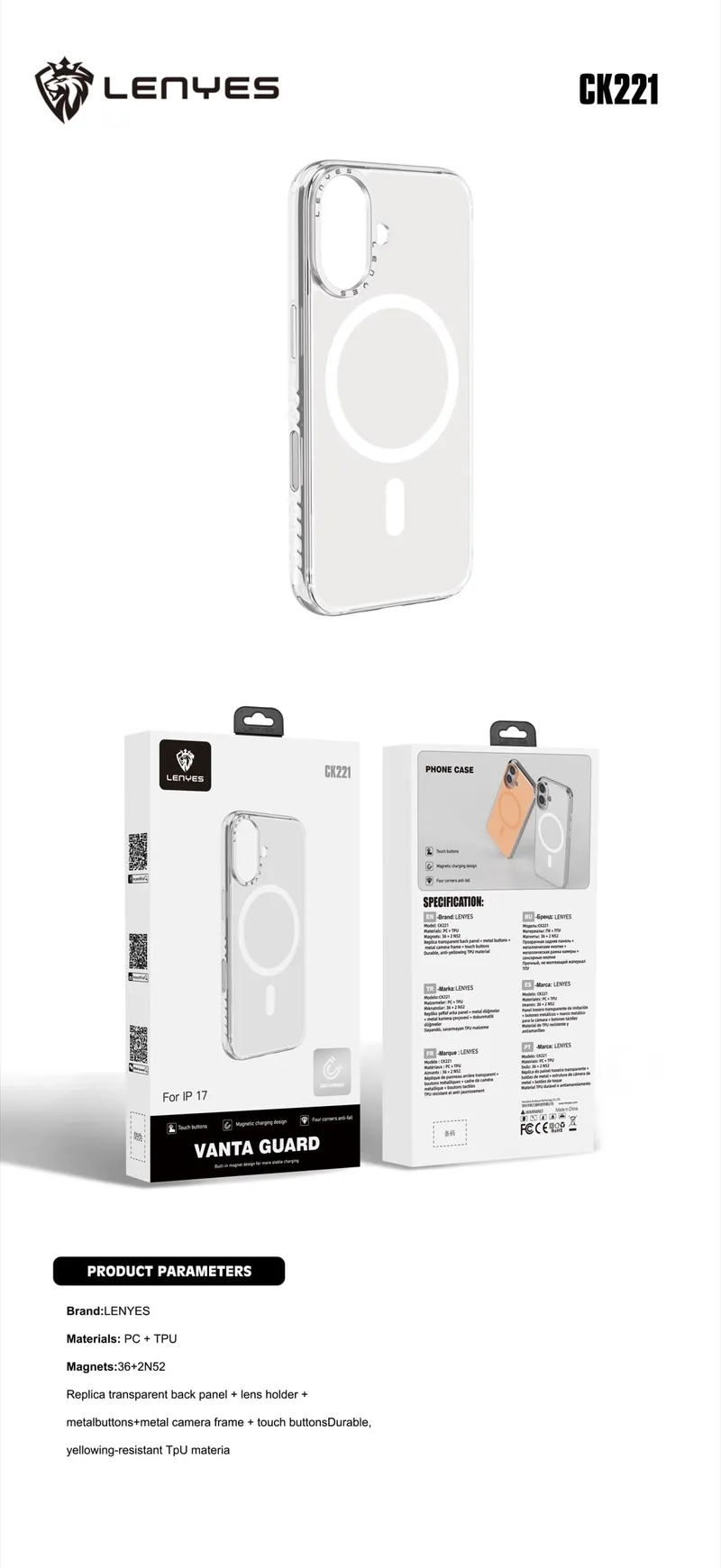Lenyes Case for iPhone 17 Pro CK221