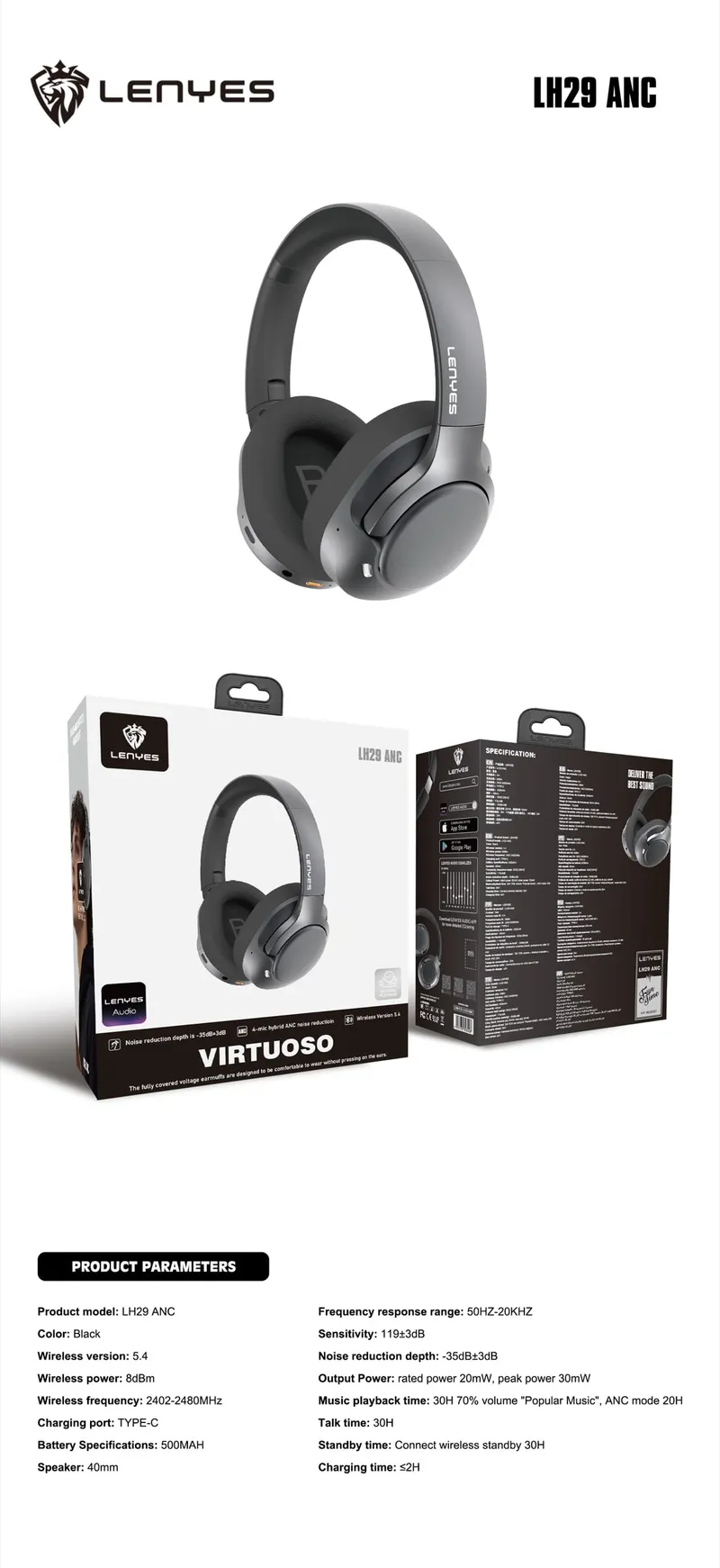 Lenyes ANC Headphones LH29
